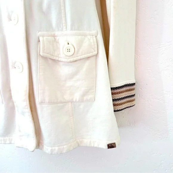 PRANA Women's Rowen Jacket Cream Waffle Knit Yoke Mid Length Fleece Coat Size S - Picture 7 of 12